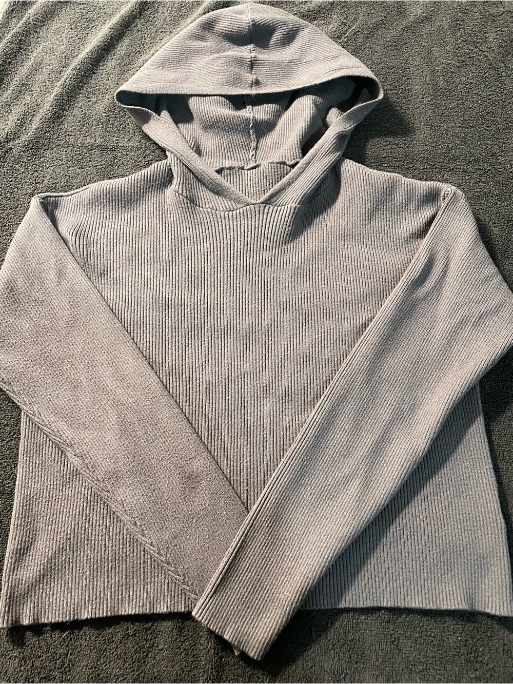 Men's Crewneck Hooded Ribbed Sweater - Light Gray